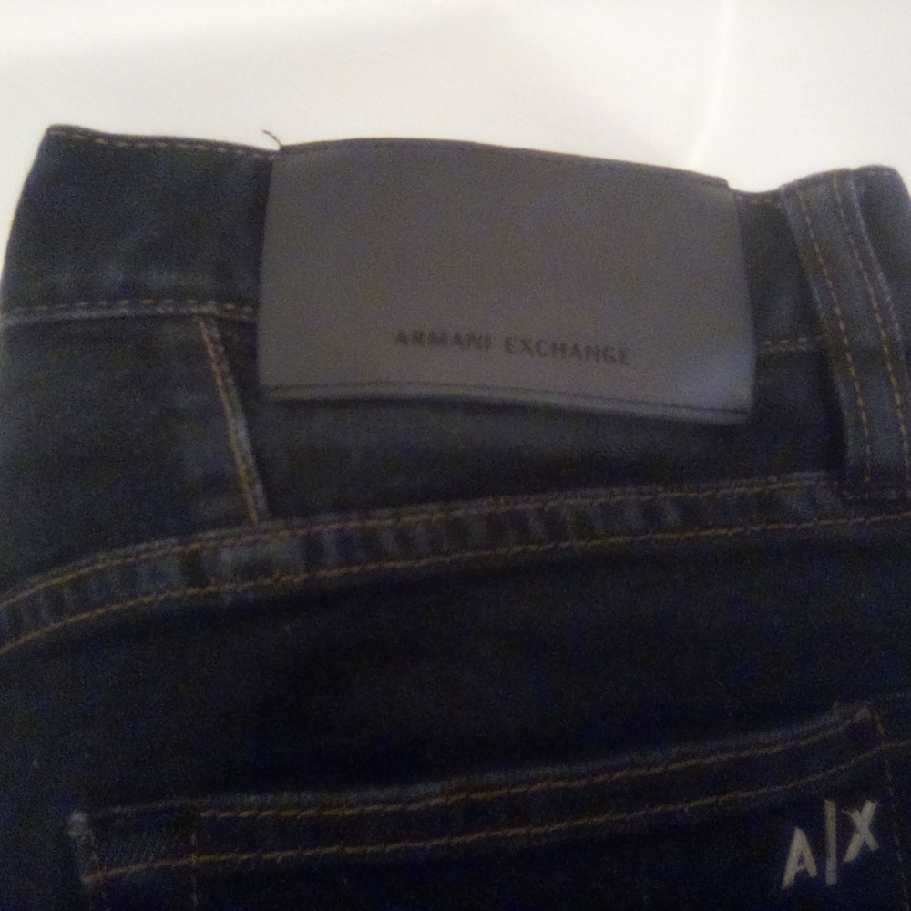 Armani Exchange A/X Straight Jambe Droite Jeans Size 31 99% Cotton Dark Blue - Picture 11 of 12